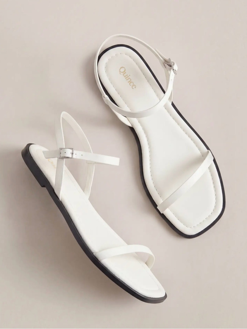 Quince Italian Leather Ankle Strap Flat Sandal